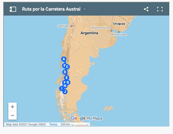 Mapa de la carretera austral