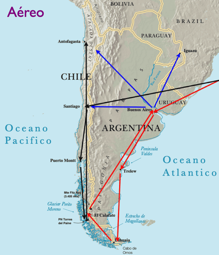 Aeropuertos para vuelos a la Patagonia