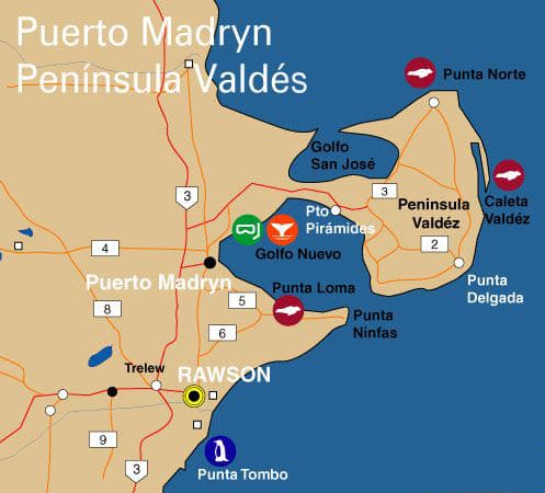 Mapa de peninsula Valdes