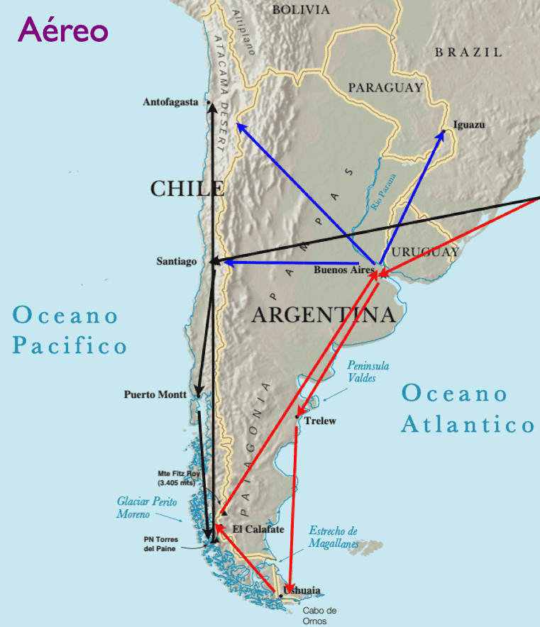 Aeropuertos para vuelos a la Patagonia 