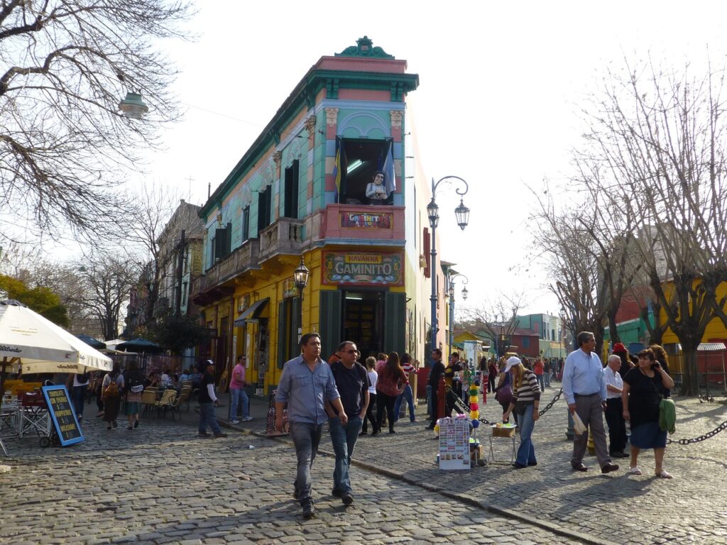 An image of colorful houses in La Boca, part of the Buenos Aires itinerary for a vibrant morning exploration.